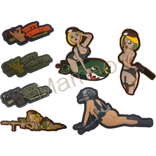 Tactical Military 3D Gun Girl PVC Sexy Girl Patch Military Patches Decorative Patches Appliques Badges Hook& Loop