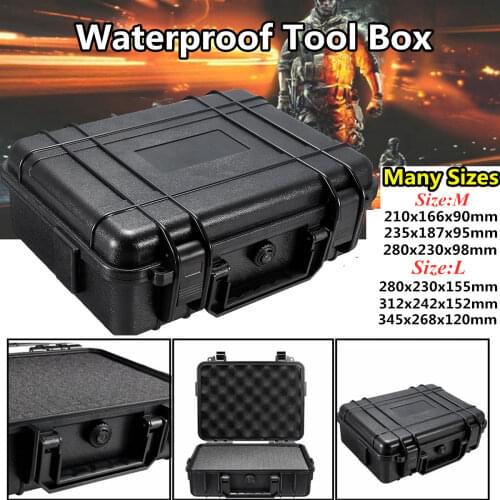 Waterproof ABS Hard Case with Foam Impact Resistant Camera Jewelry Storage Sealed Safety Box Container Outdoor Survival Dry Box