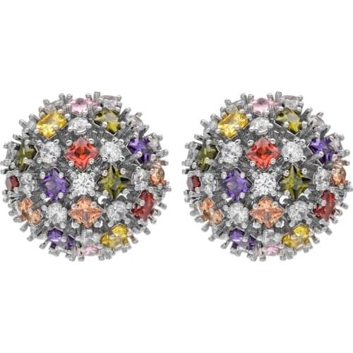 Top-quality AAA Zircon Stones Round Hydrangea Shaped Wedding Bride Stud Earrings High Jewelry Earrings