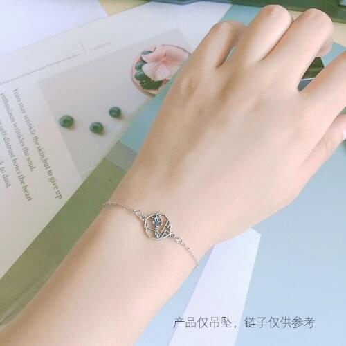 Wintersweet window connecting double circle accessories 925 pure silver plain silver accessories hand DIY jewelry bracelet neckl