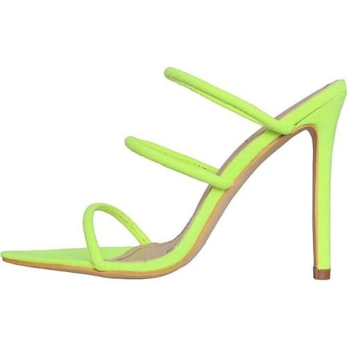 Women Fashion Suede Summer Pointed Toe Stiletto Slipper Sandals Ladies Part Dress Black Shoes Plus Size High Heels