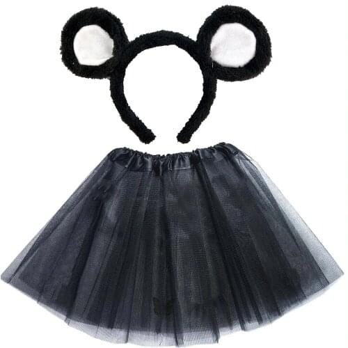 Women Girl Costume Mouse Rat Ears Animals Headband Skirt Christmas Halloween Fancy Dress Red White Black