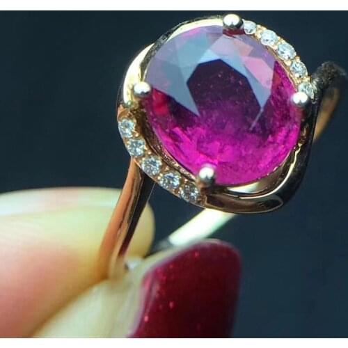 Fine Jewelry Anillos oro Real 18 K Gold Jewelry 100% Natural Brazil Tourmaline 2.8ct Gemstone Female Rings for Women Fine Ring