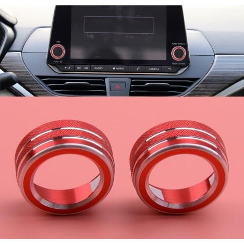 1 Set Red Aluminum Alloy Car CD Audio Switch Knob Rings Covers Trims Fit For Nissan Teana Altima 2019 2020