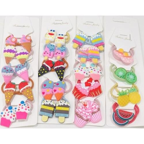 1Set Animals Fruit Hair Accessories Children Rubber Bands Scrunchies Elastic Hair Bands Girls Headband Decorations Ties Gum