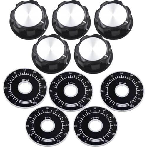 10 Sets Potentiometer Knob Kit MF-A03 Dial Knob + MF-A03 Bakelite Knob With Scale Plate Sheet Scale Digital Potentiometer Set