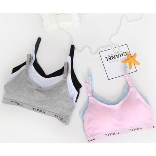 2019 New Young Developmental Girls Cotton Training Bra Small Student Wireless Free Padded Children Summer Sports Traning Bra