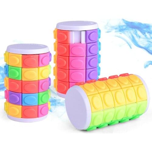 3D Rotate Slide Babylon Tower Stress Cube Puzzle Toy Cube Kids Adult Color Cylinder Sliding Puzzle Sensory Toy