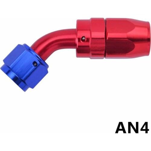 4 AN AN-4 45 Degree Oil Hose Fitting Adapter Oil Cooler Anoized Aluminum Swivel Hose End Fitting Fuel Line Reusable Connector