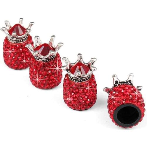 4Pcs/Lot Universal Crown Shape Rhinestone Decorative Car Tire Valve Caps Diamond Shining Dustproof Caps Dropshipping
