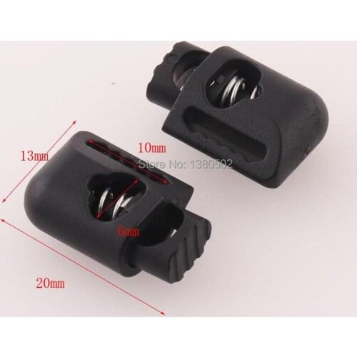 50pcs 6mm holes Black Color plastic Buckle Elastic Cord Locks Stopper Cord End Adjuster For Bag Garment Accessories