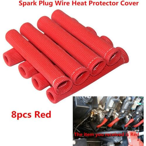 8pcs Spark Plug Wire Boots 6 inches 1200° Heat Shield Protector Sleeve SBC BBC 350 454
