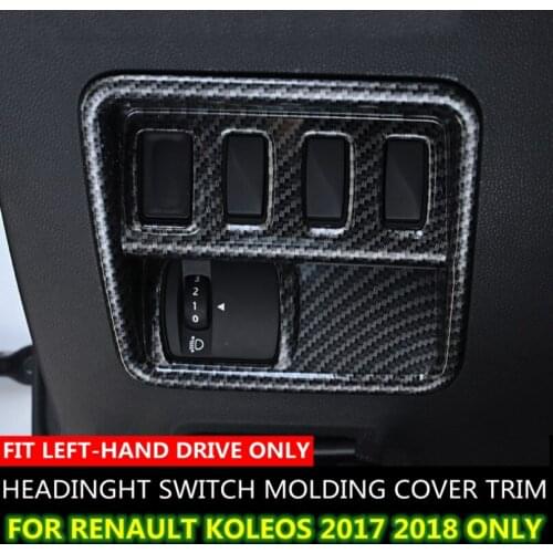 ABS CHROME Interior For Renault Koleos 2017 2018 Headlight Switch Molding Cover Trim MATTE CARBON FIBER STYLE