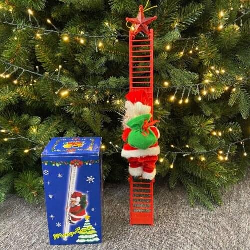 Automatically Santa Claus Electric Climbing Ladder Music Ornament Toys Christmas Home Party Decoration Childern Toys