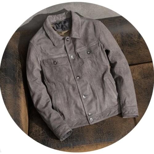 Free shipping,Brand Frosted cowhide coat,mans 100% genuine leather Jacket,classic vintage gray clothes.quality casual clothing