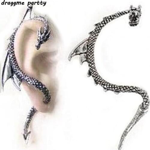 1 Piece Personality Gothic Punk Rock Oriental Dragon Earrings Vintage Dragon Ear Cuff Earrings For Women Men Earcuff Jewelery