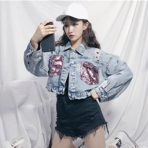 Cheap wholesale 2018 new autumn winter Hot selling womens fashion casual Denim Jacket G315