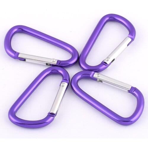 Purple Carabiner Camp Snap hook Clip keychain hook clasp spring D ring push gate clip For Backpack Clip Lanyard 4pcs