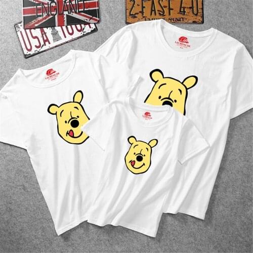 Summer T-shirt New Disney Winnie The Pooh Print Parent-child O-neck Funny Tee Casual Short Sleeve Baby Tops Streetwear Kawaii
