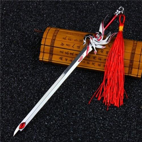 Alloy Sword Toy Simulation Weapon Model 18cm20cm Cosplay Outdoor Toy Red White Sword Animation Game Peripheral Keychain