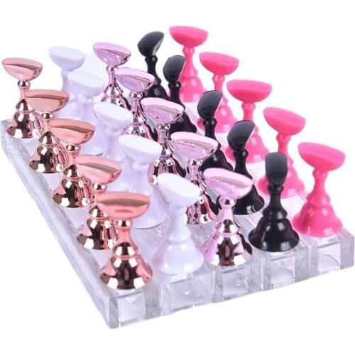 Hot Sale 1Set False Nail Tips Practice Trainning Display Stand Holder Base Alloy Crystal Nail Art Polish Display Manicure Tools