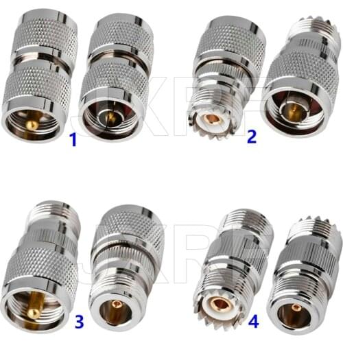 JX connector 2pcs RF coaxial coax adapter UHF PL259 SO239 to N type Connector