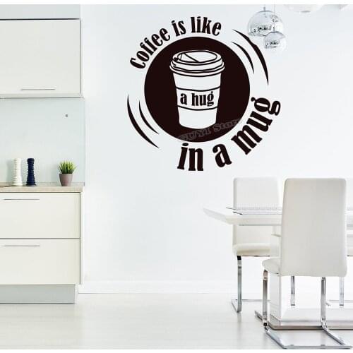 Coffee Quote Wall Sticker Cafe Kitchen Quotes Vinyl Wall Decal for Cafe Decor Home Dining Room Decoracion Design Decals B534