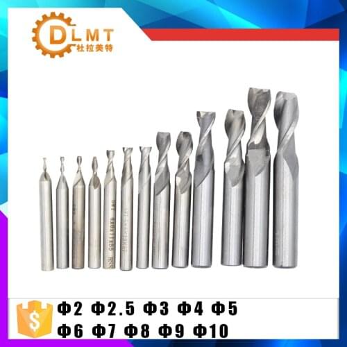 10PCS HSS 2 2.5 3 4 5 6 7 8 9 10mm Milling Cutter CNC Straight Shank 2 Flute End Mill Cutter Drill Bit