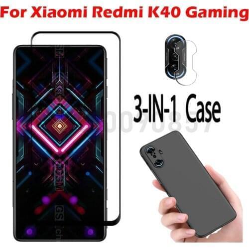 3-in-1 Soft Case + Camera Tempered Glass On For Xiaomi Redmi K40 Gaming ScreenProtector Glass Redmi K40 Gaming 2.5D Glass