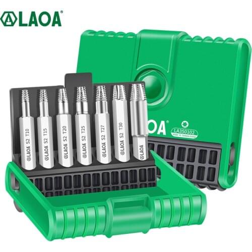 LAOA 7 PCS Damaged Drill Bit Screw Extractor Out Remover Handymen Broken Bolt Stud Stripped Screw Removal Tool Kit Torx Hexagon