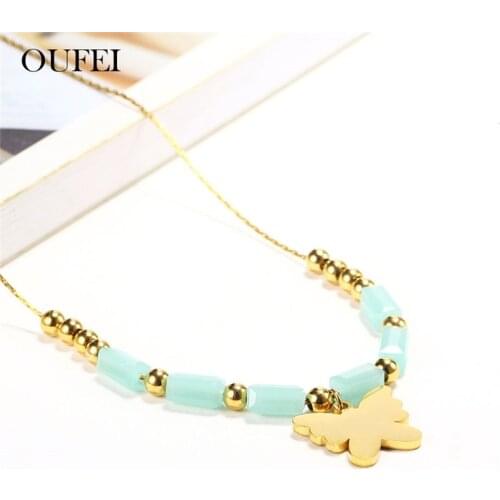 OUFEI Butterfly Choker Necklaces Pendants Endless Fashion Necklaces 2019 Stainless Steel Jewelry Accessories Bohemian