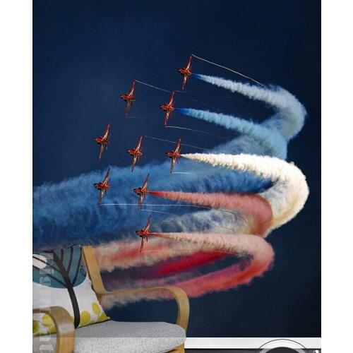 Custom 3D large mural,beautiful sky, colorful aircraft group crossed landscape photography,living room TV wall bedroom wallpaper