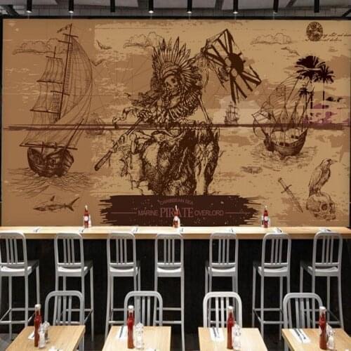 Custom 3d mural Europe the United States nostalgia old pirate mural bar restaurant background wall paper custom size mural