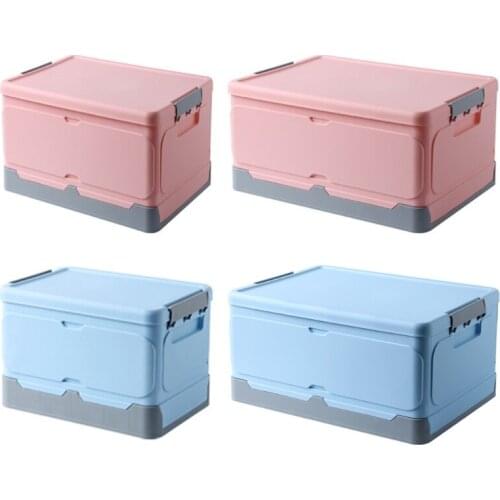 Practical Household Collapsible Books Closet Organizer Container Plastic Foldable Storage Box with Lid