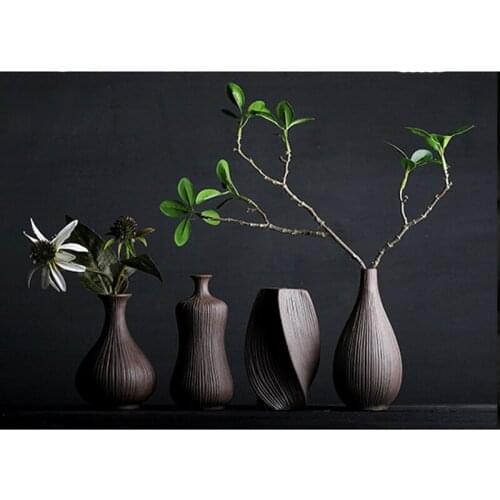 Simple modern Chinese ceramic vase retro flower arrangement dried flower artist home model room cafe restaurant decoration ornam