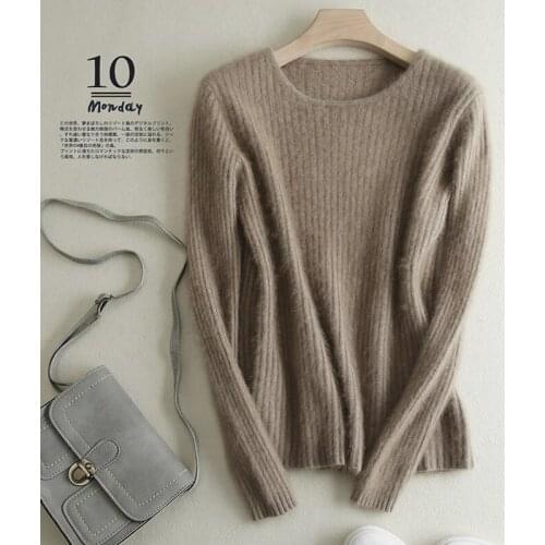 Super Warm 100% Mink Cashmere Sweaters and Pullovers Women Winter High elasticity Soft Sweater O-neck Female Basic Pullovers