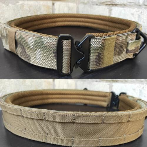 2 Inch Tactical Molle Belt Military Army Airsoft Fighter Belt Men Combat Quick Release Buckle Double Layer 2 In 1 Battle Belt