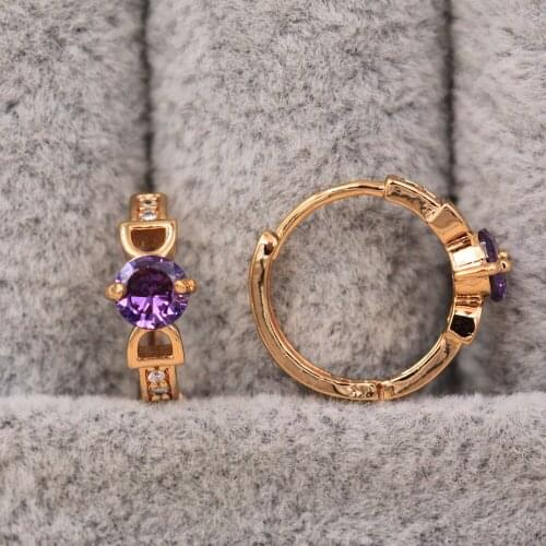 Trendy Gold Plated Copper Round Hoop Earrings Green Red Zirconia For Women Fashion Jewelry Accessories Wedding Anniversary