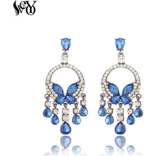 VEYO Elegant Crystal Dangle Earrings for Women Butterfly Rhinestone Earings Fashion Jewelry
