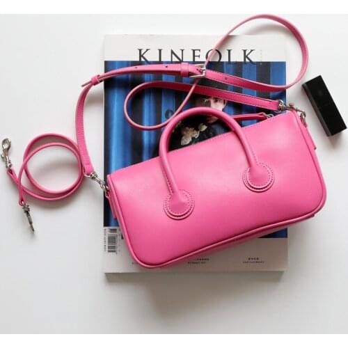 OUSSON New Design Small Square Leather Tote Handbag Exquisite Female Retro Baguette Bag One Shoulder Crossbody Bag