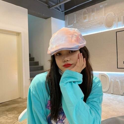 Tie Dye Duckbill Hat Men Women Vintage Newsboy Spring Summer Fashion Cabbie Gatsby Hats Candy Color Sunshade Unisex Beret Caps