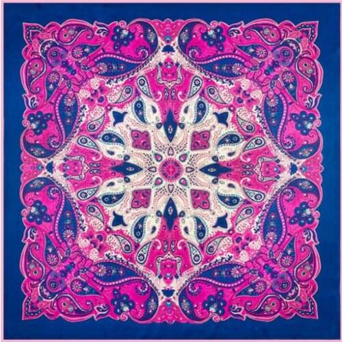 100X100cm Twill Silk Square Scarf Women Bohemia Style National Wind Cashew Printed Bandana High Quality Foulard Big Hijab