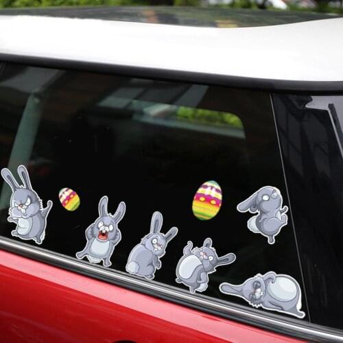 Funny Car Sticker for Car Happy Easter Cute Rabbit Car Stickers and Decals Car Styling Body Window Decals PVC 22cm X 18cm