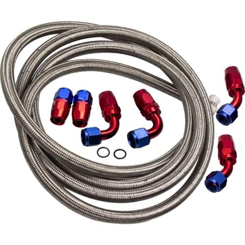 10AN 12Feet Stainless Steel Braided Line Hose + Hose End Male Fitting Kit Silver