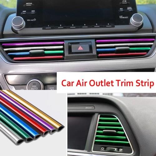 10pcs Car Air Outlet Trim Strip Car Styling Auto Air Vent Grilles Rim Trim Interior Mouldings Strips Car Decoration Accessories