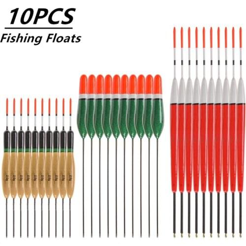 10Pcs Portable Wooden Fishing Float Outdoor Rods Buoy Fishing Tackle Bobber Accessories