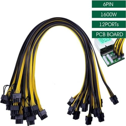 12pcs GPU PCIe 6 Pin to 6+2 Pin PCI Express Power Adapter Splitter Extension Cable, for Graphics Video Card-50cm