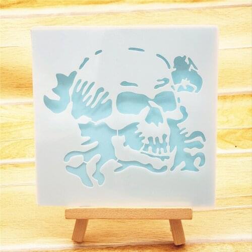 13x14cm skull Scrapbook Stencils Spray Plastic Mold Shield DIY Cake Hollow Embellishment Printing Lace Ruler Valentine