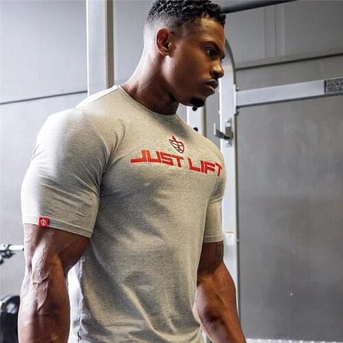 2021 Summer Cotton Gym Shirt Sport T Shirt Men Short Sleeve Running Shirt Men Workout Training Tees Fitness Top Sport T-shirt
