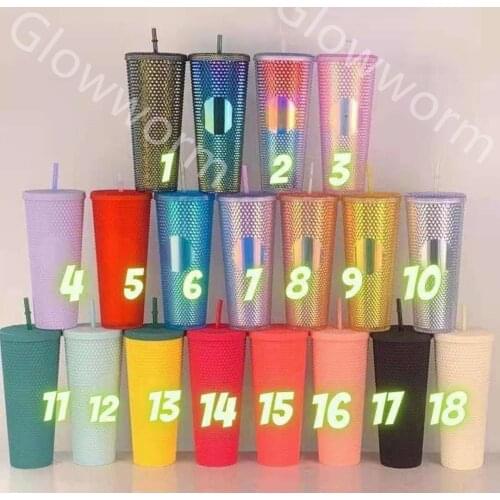 21 creative water cup gradient no LOGO coffee cup 710ml diamond pineapple durian cup straw cup can be customized exclusive logo